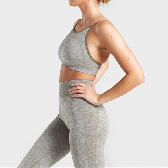 Flex Strappy Sports Bra in Khaki Marl/Taupe - Picture 7 of 7